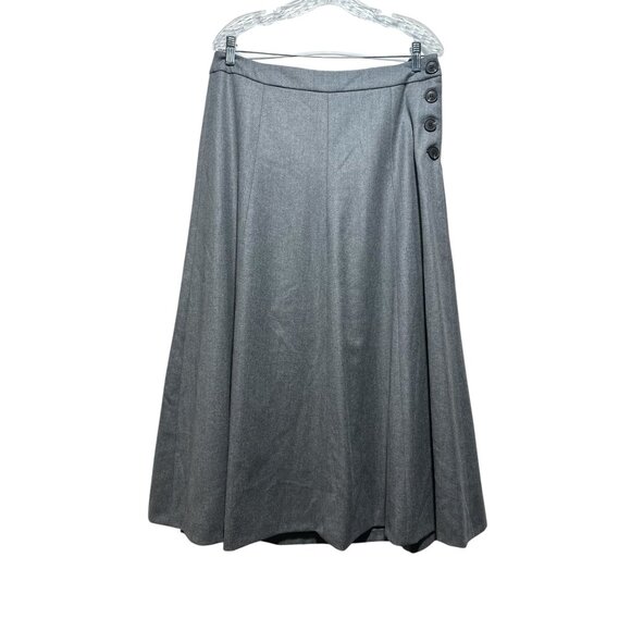Boden British Tweed Wool Long Midi Skirt Gray 10 A-Line Academia Preppy Modest